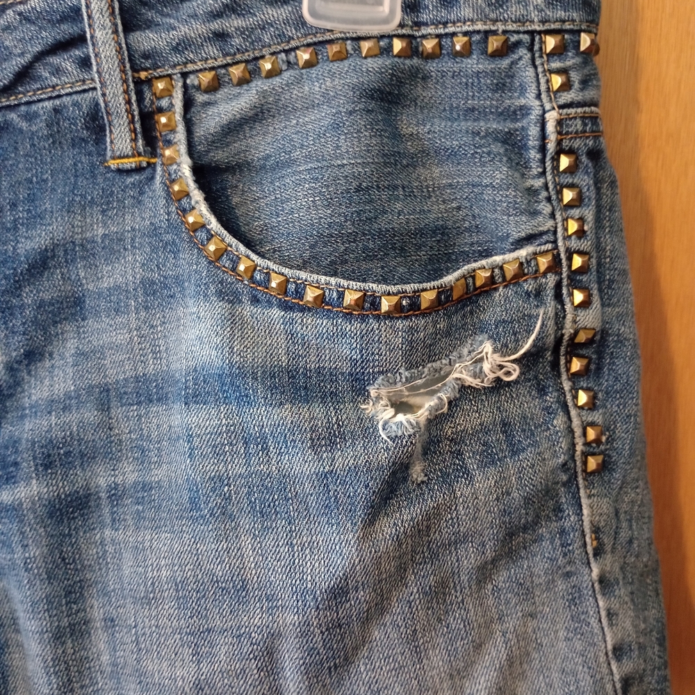 Studded Blue Denim Shorts - Picture 3 of 13